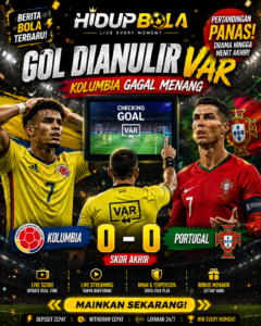 Gol Dianulir VAR, Kolombia Gagal Menang Melawan Portugal