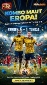 Kombo Maut Alexander Isak-Viktor Gyokeres, Swedia Bantai Tunisia 5-1