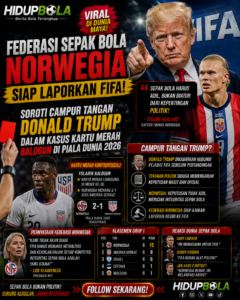 Federasi Sepak Bola Norwegia Siap Laporkan FIFA, Soroti Campur Tangan Donald Trump dalam Kasus Kartu Merah Balogun di Piala Dunia 2026
