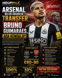 Arsenal Belum Umumkan Transfer Bruno Guimaraes, Ada Kendala?