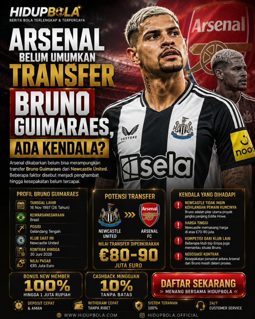 Arsenal Belum Umumkan Transfer Bruno Guimaraes, Ada Kendala? 9a13ebdb 27eb 4473 bb6b d15a637a0499