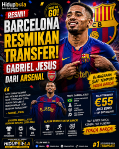 Barcelona Resmikan Transfer Gabriel Jesus dari Arsenal
